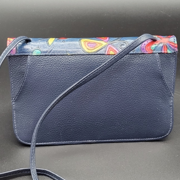 NWOT Hand Painted Leather Crossbody Wallet - Picture 6 of 8